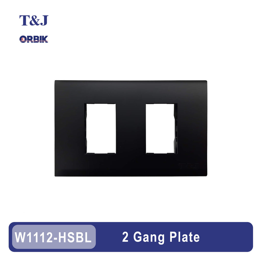 T&J Orbik 2 Gang Plate Matt Black | W1112-HSBL