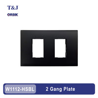 T&J Orbik 2 Gang Plate Matt Black | W1112-HSBL