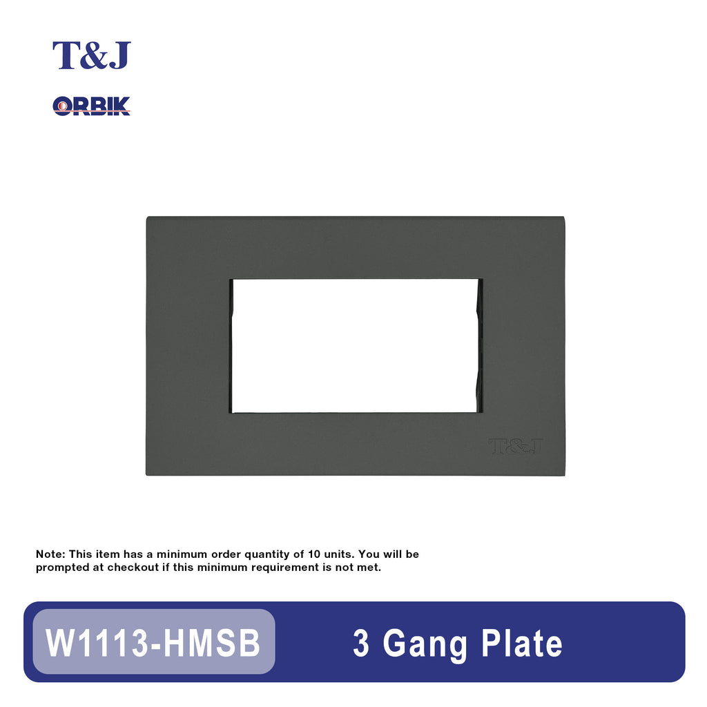 T&J Orbik 3 Gang Plate Matt Grey | W1113-HMSB