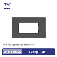 T&J Orbik 3 Gang Plate Matt Grey | W1113-HMSB