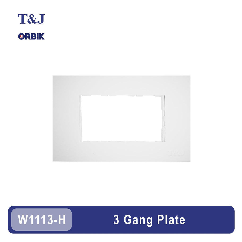 T&J Orbik 3 Gang Plate White | W1113