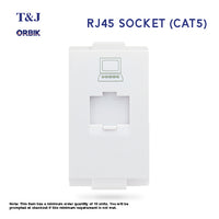 T&J Orbik RJ45 (CAT5e)  Data Socket  Module White | W8201PC