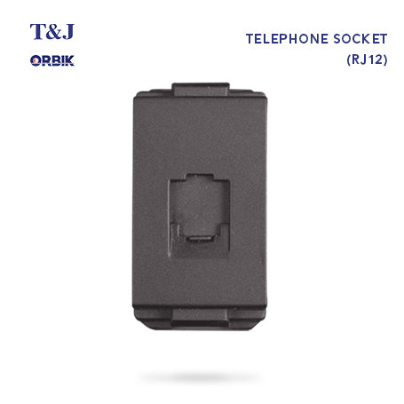 T&J Orbik RJ12 6-Core American Telephone Socket Module Matt Grey | W8201-TU MSB