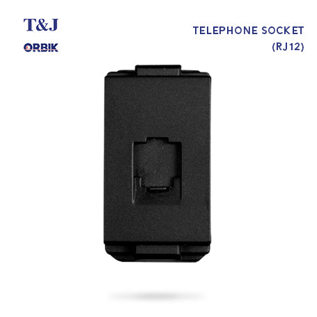 T&J Orbik RJ12 6-Core  American Telephone  Socket Module Matt Black | W8201-TU SBL