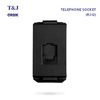T&J Orbik RJ12 6-Core  American Telephone  Socket Module Matt Black | W8201-TU SBL