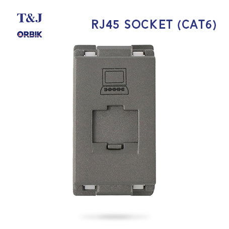 T&J Orbik RJ45 (CAT6) Data Socket Module Matt Grey| W8211PC MSB