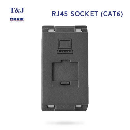 T&J Orbik  RJ45 (CAT6)  Data Socket Module Matt Black | W8211PC SBL