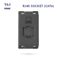 T&J Orbik  RJ45 (CAT6)  Data Socket Module Matt Black | W8211PC SBL