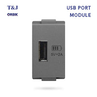 T&J Orbik USB Power Port  Module 2A, 5V DC Matt Black | W8301USBA SBL