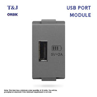 T&J Orbik USB Power Port  Module 2A, 5V DC Matt Black | W8301USBA SBL
