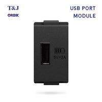 T&J Orbik USB Power Port  Module 2A, 5V DC Matt Black | W8301USBA SBL