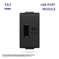 T&J Orbik USB Power Port  Module 2A, 5V DC Matt Black | W8301USBA SBL