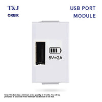 T&J Orbik USB Power Port  Module 2A, 5V DC Matt Black | W8301USBA SBL