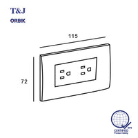 T&J Orbik 2 Gang  16A 250V 2-Pin+Earth  American Socket White | W8316V2