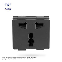 T&J Orbik 16A 2-Pin + Earth Universal Socket Module Matt Black| W8318 SBL