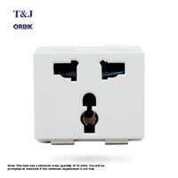 T&J Orbik 16A 2-Pin + Earth Universal Socket Module White | W8318