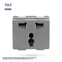 T&J Orbik 16A 2-Pin + Earth  Universal Socket Module Matt Grey | W8318 MSB