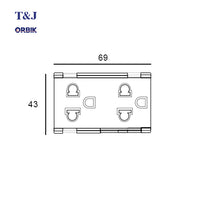 T&J Orbik W8416V2 - 2 Gang Outlet Matt Gray (10 Pcs/ctn)