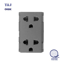 T&J Orbik 2 Gang 16A 250V 2-Pin + Earth Euro-American Socket Module Matt Grey | W8416V2 MSB