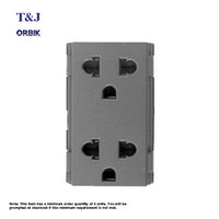 T&J Orbik 2 Gang 16A 250V 2-Pin + Earth Euro-American Socket Module Matt Grey | W8416V2 MSB