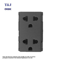 T&J Orbik 2 Gang 16A 250V 2-Pin + Earth Euro-American Socket Module Matt Black | W8416V2 SBL