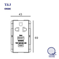 T&J Orbik 10/16A Socket with RCD Protection White | W8416VRCD