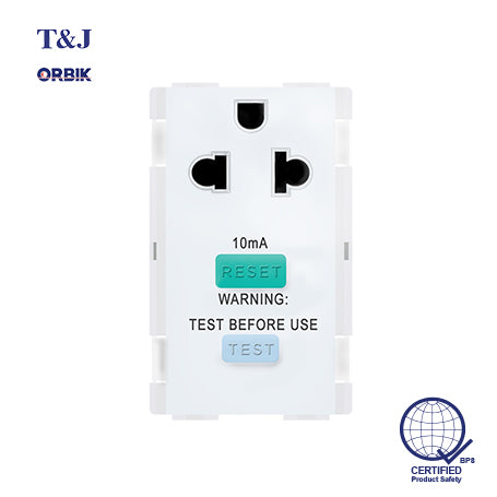 T&J Orbik 10/16A Socket with RCD Protection White | W8416VRCD